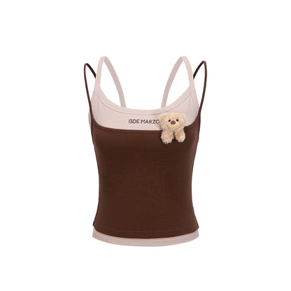 Layered-Effect Spliced Camisole Tank Vest