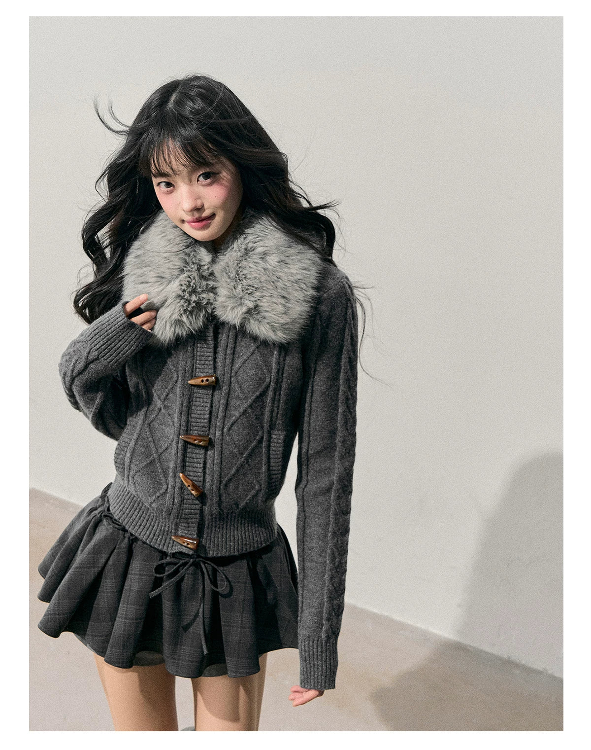 Cable Knit Toggle Cardigan Sweater