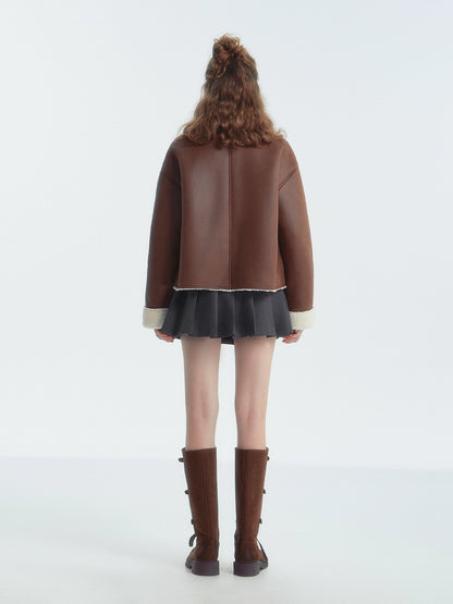 Collar Shearling Crop Jacket