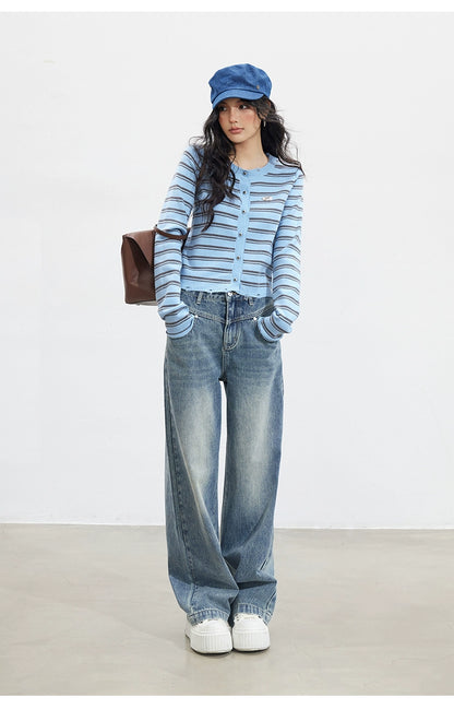 Vintage Washed Wide-Leg Jeans - CHINASQUAD