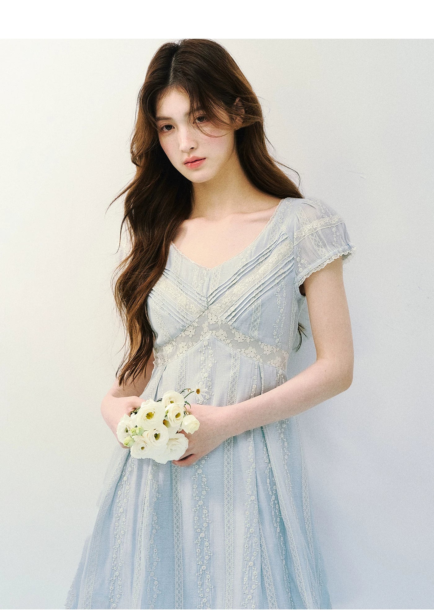 Vintage Lace Panel V-Neck Dress