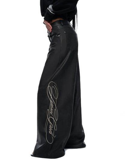 Crop Sweatshirt &amp; Faux Leather Pants Set