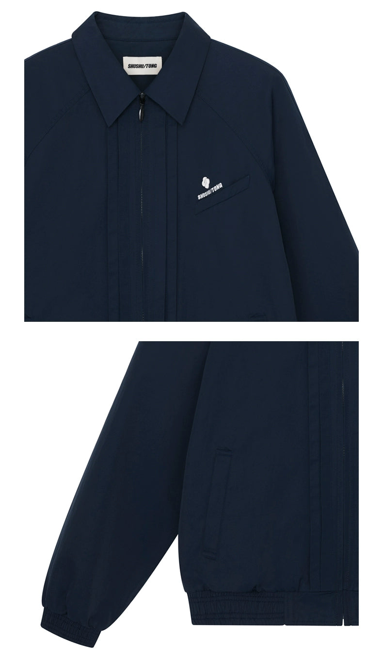 Tuck-Detail Minimalist Track Jacket
