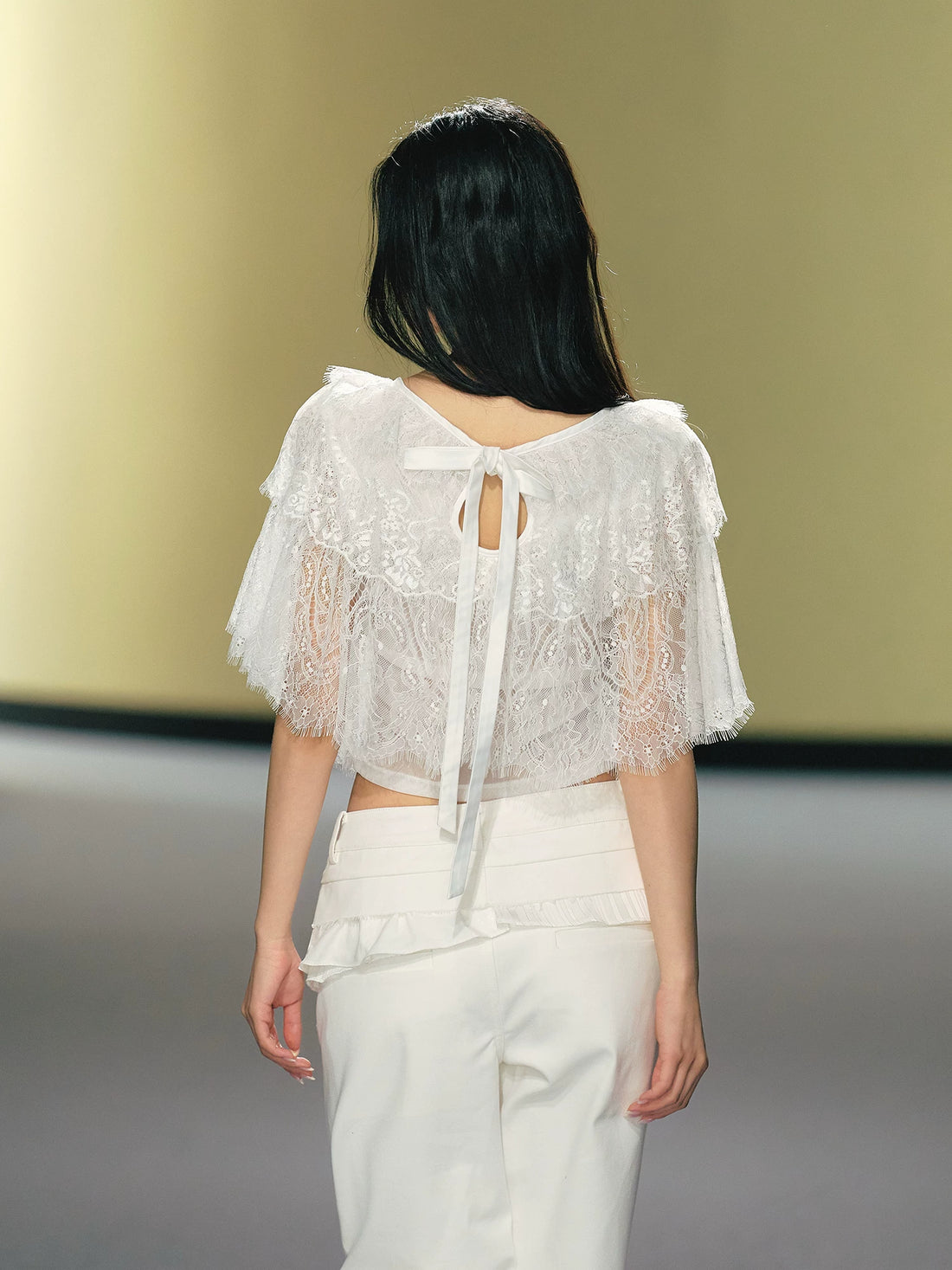 Layered Lace V-Neck Cape Top