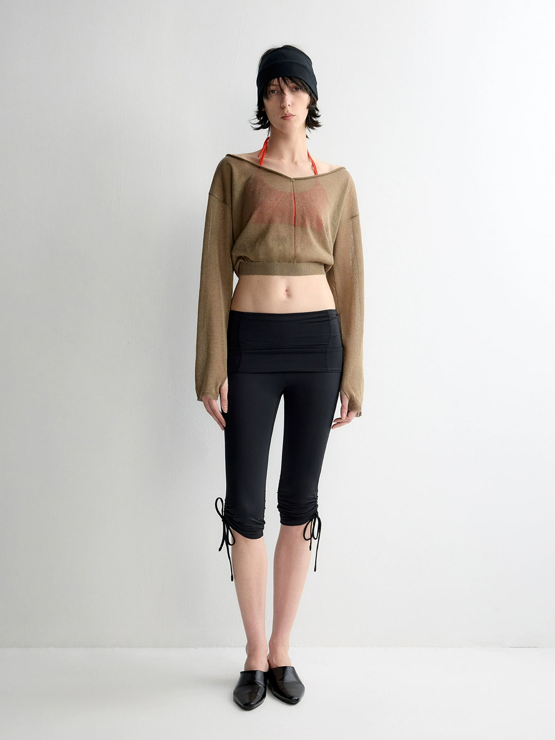 Rolled Edge Neckline Knitted Cover-Up