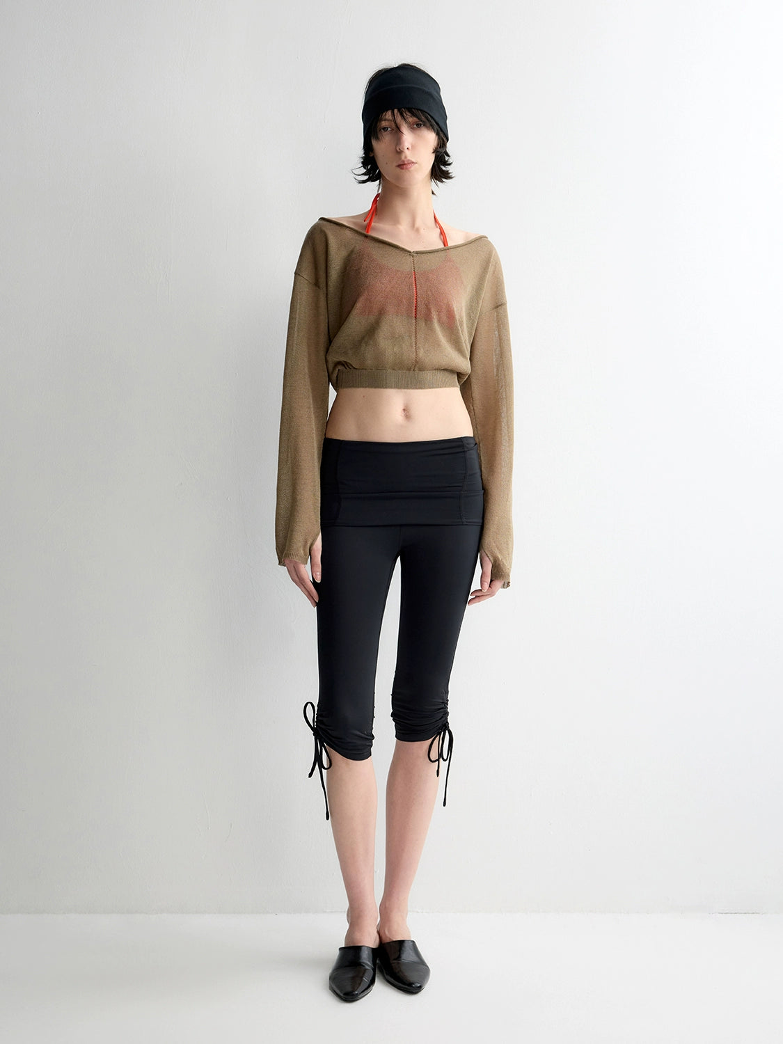 Rolled Edge Neckline Knitted Cover-Up