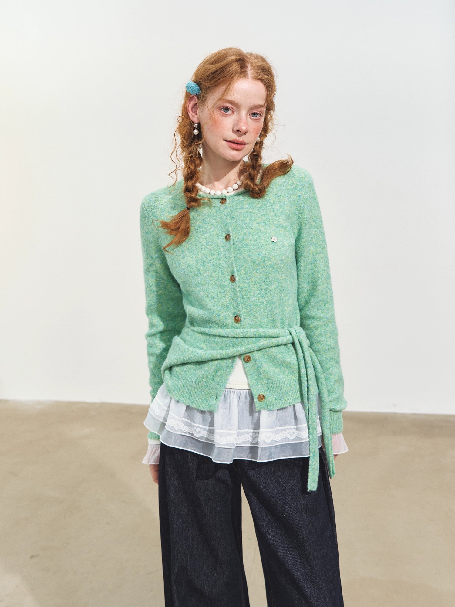 Hooded Shawl-Collar Knit Cardigan