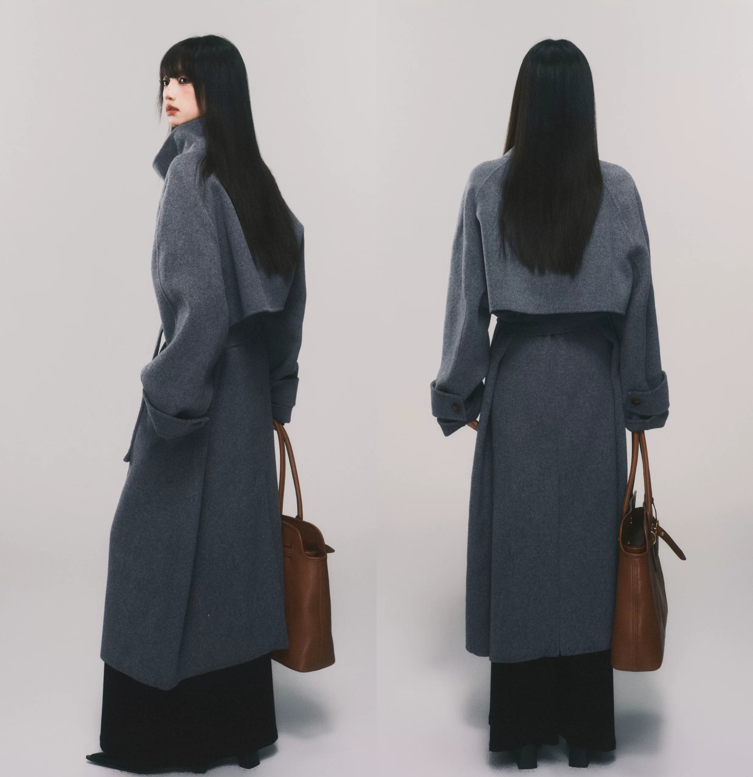Stand-Collar Double-Faced Wool Coat