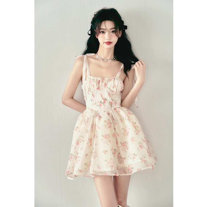 Pink Rose Floral Bow Dress