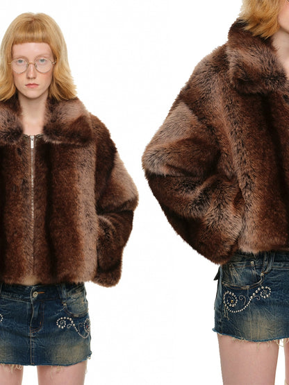 Gradient Eco-Friendly Short Fur Jacket