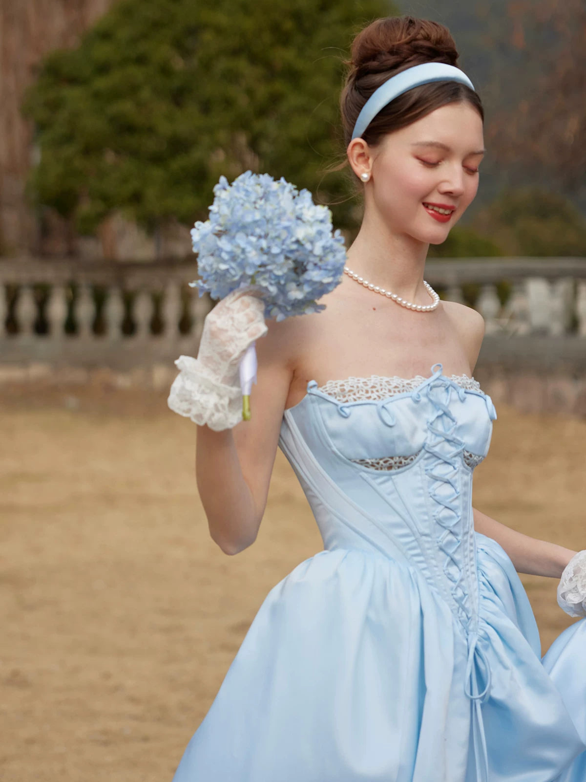 LaceMade Cinderella Princess Satin Corset Gown Blue / XS LaceMade Cinderella Princess Satin Corset Gown Blue / XS