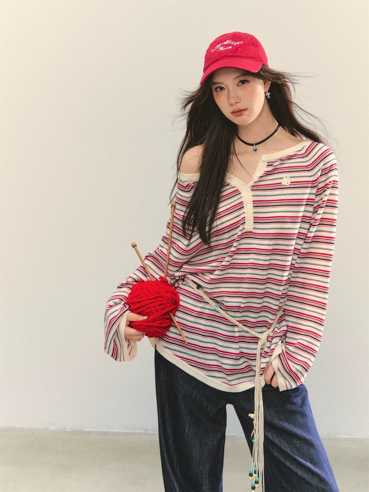 Multi-wear Striped Knit Top