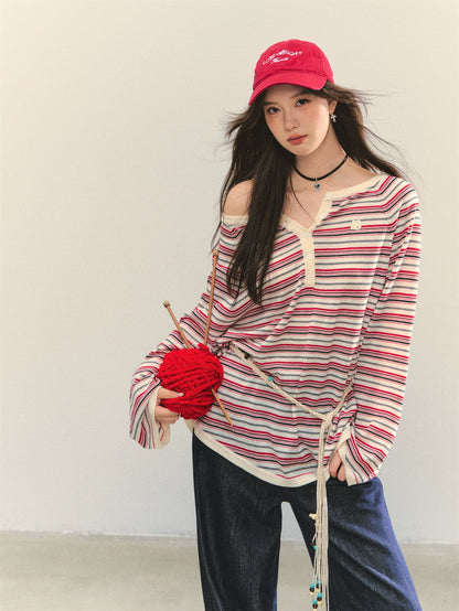 Multi-wear Striped Knit Top