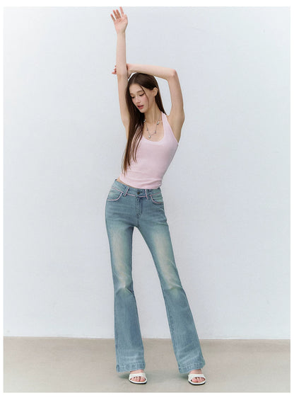 Retro Gradient Cat Whisker Flared Jeans