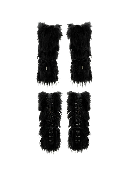 Black &amp; White Fur Boot Covers