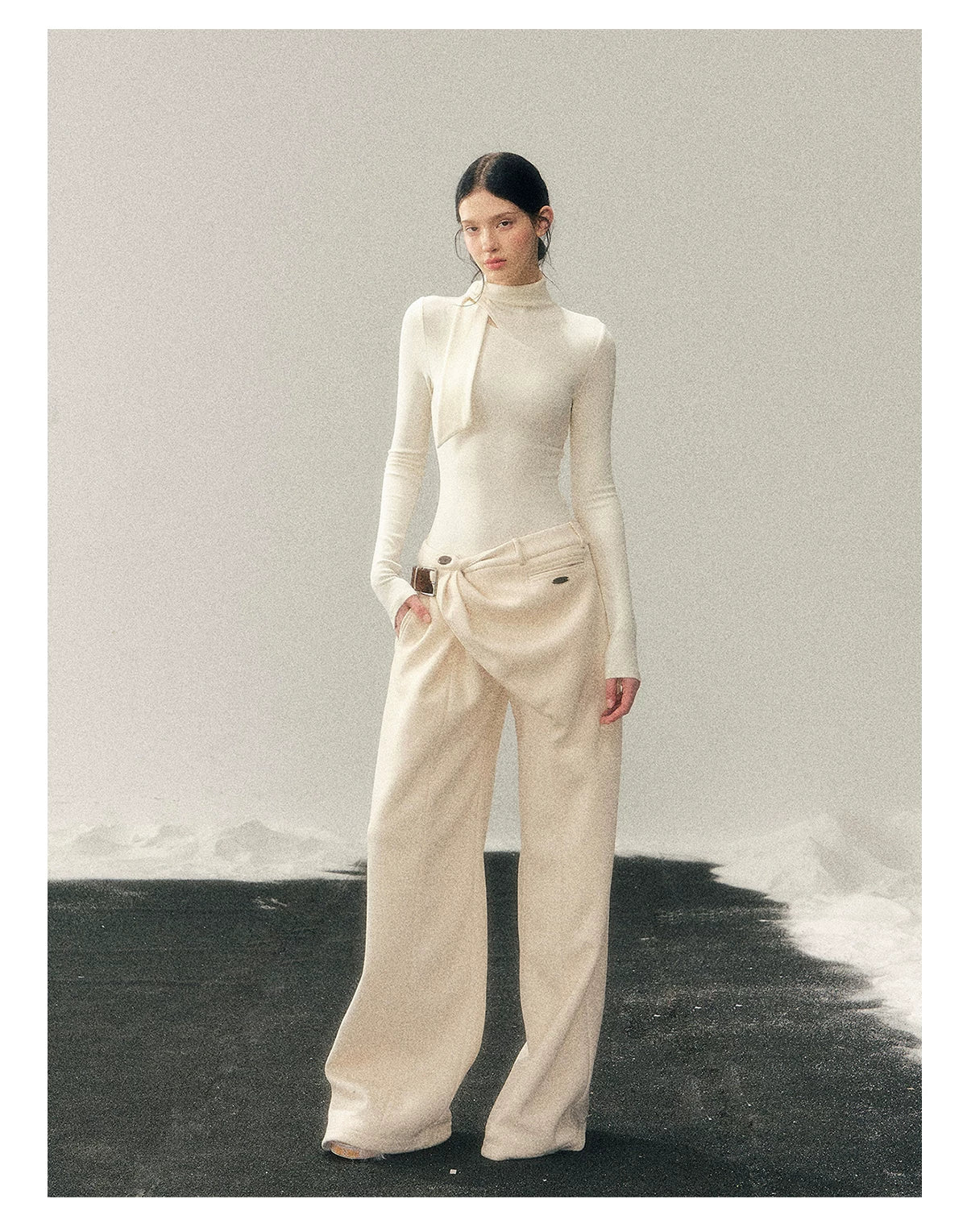 Korean Fleece-Lined Wide-Leg Pants