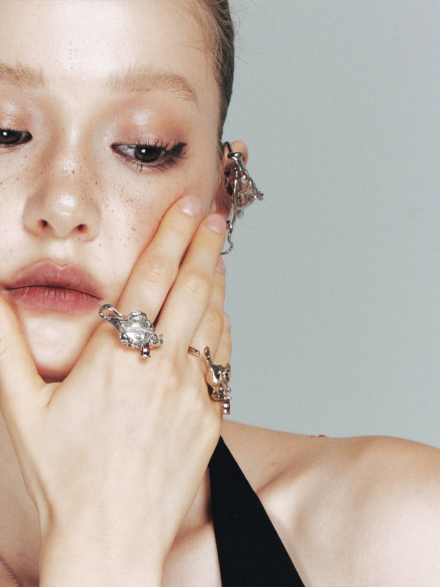 Vintage Floral Teardrop Open Ring