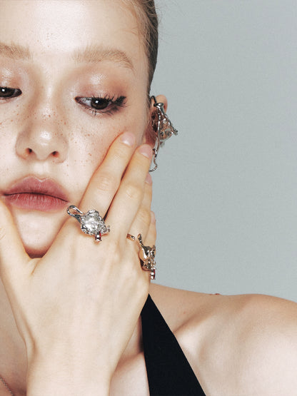 Vintage Floral Teardrop Open Ring