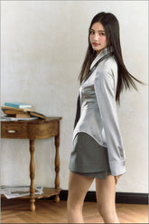 Grey Striped Suit Skort - CHINASQUAD