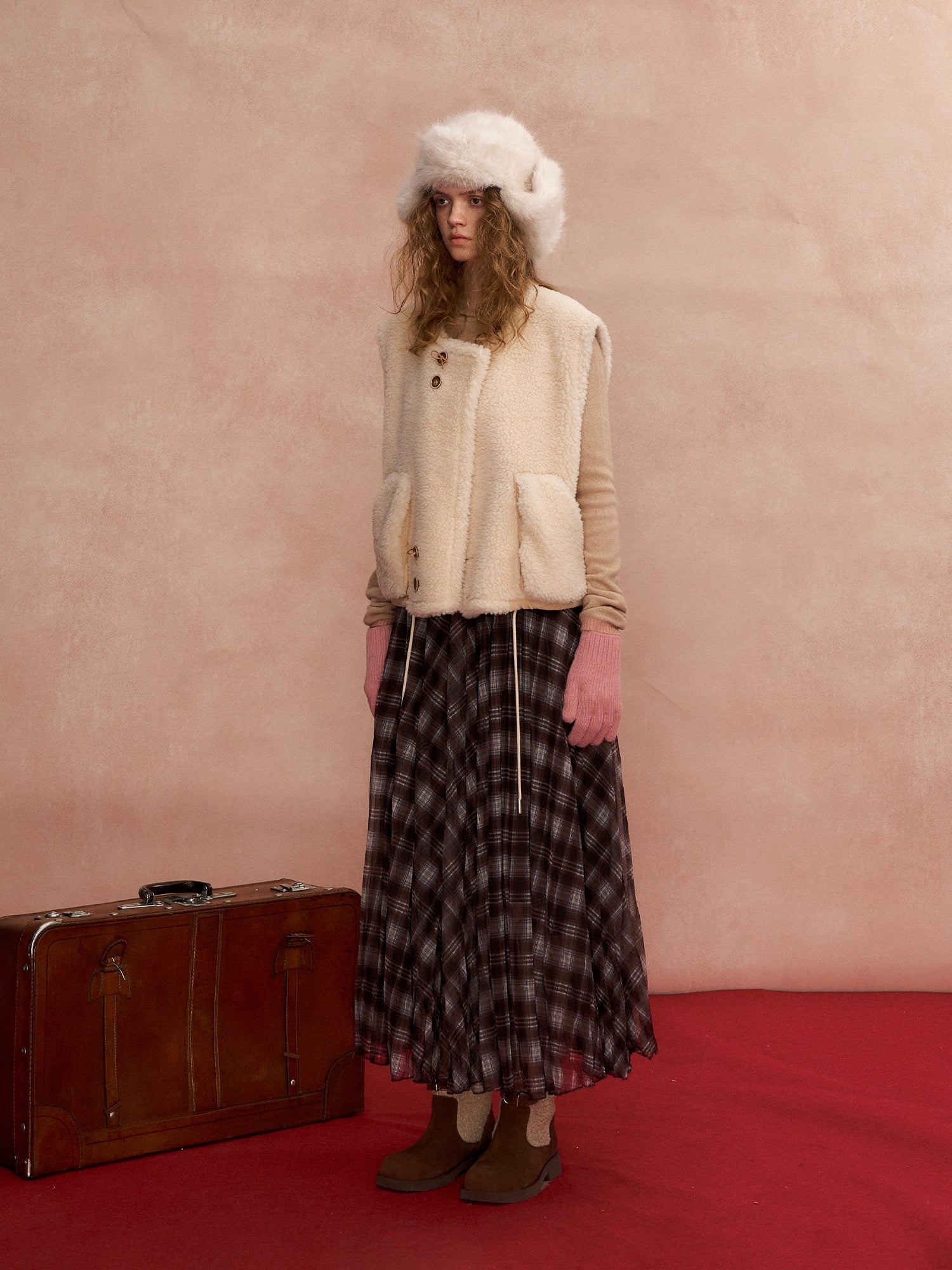 Contrast-Layered Long-Sleeve Knit Turtleneck