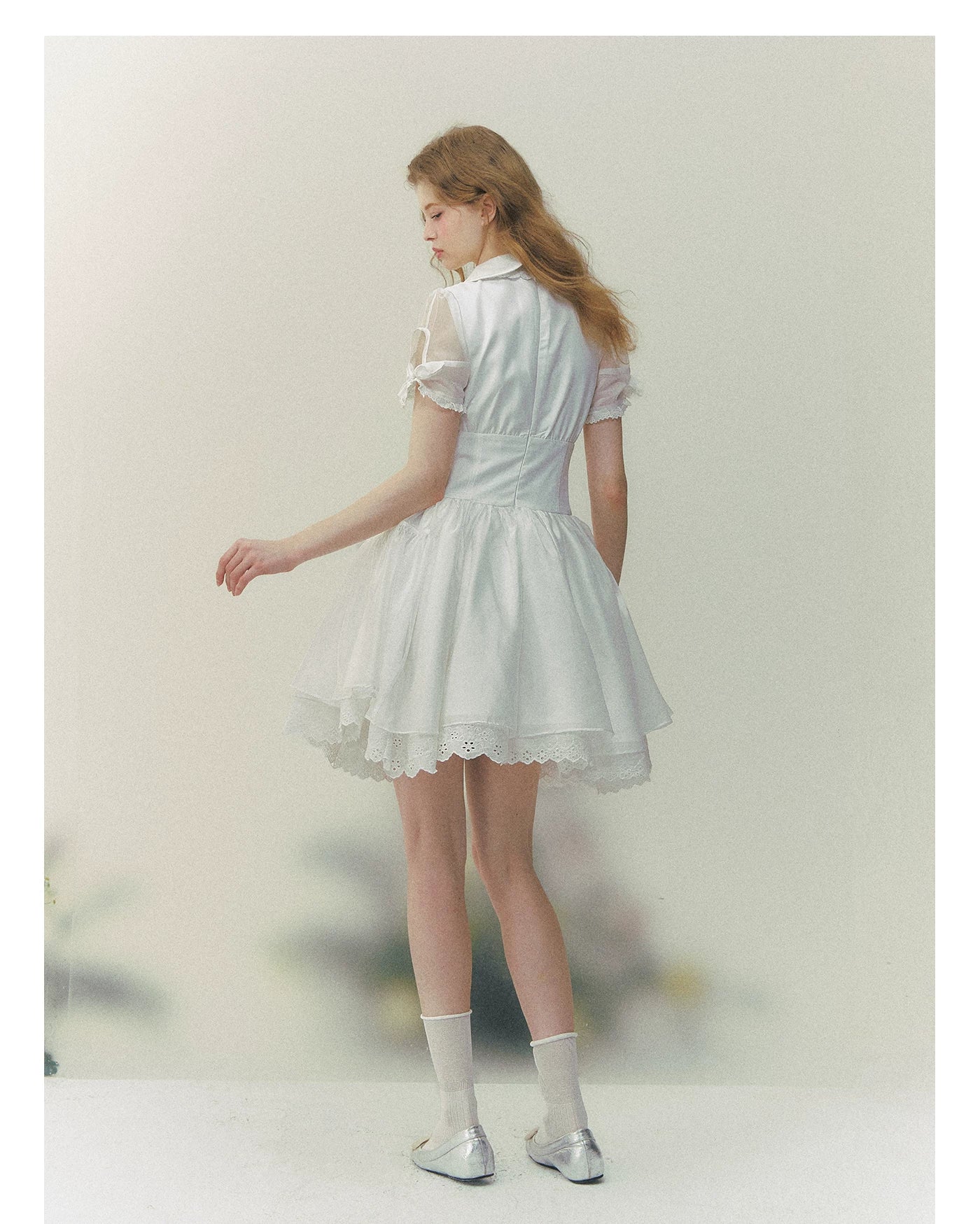 White Rose Embroidered Princess Dress