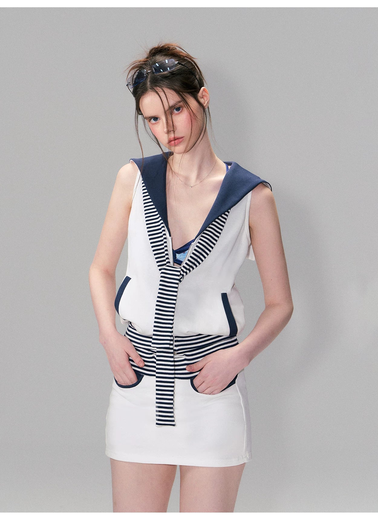 Vintage Nautical Contrast Stripe Bodycon Mini Skirt