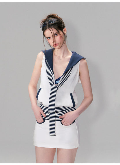 Vintage Nautical Contrast Stripe Bodycon Mini Skirt