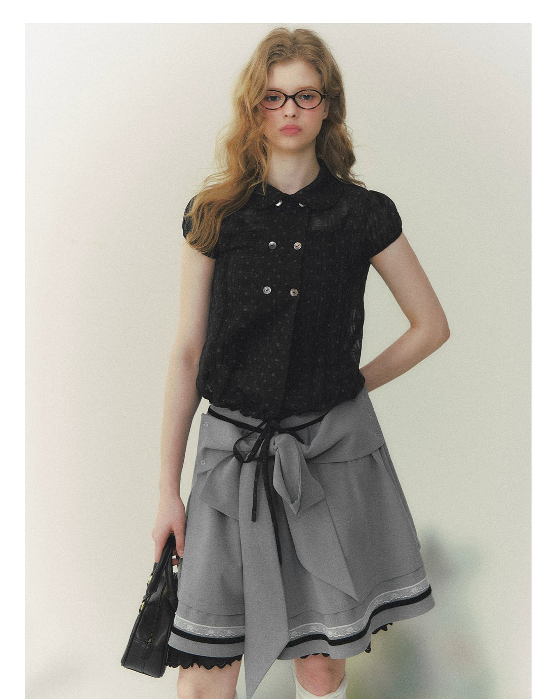 Ivory Letter Doll Collar Shirt