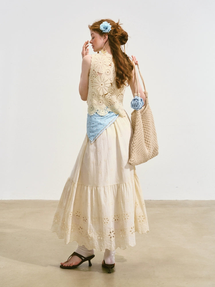 Hollow Lucky Flower Crochet Top &amp; Skirt Set