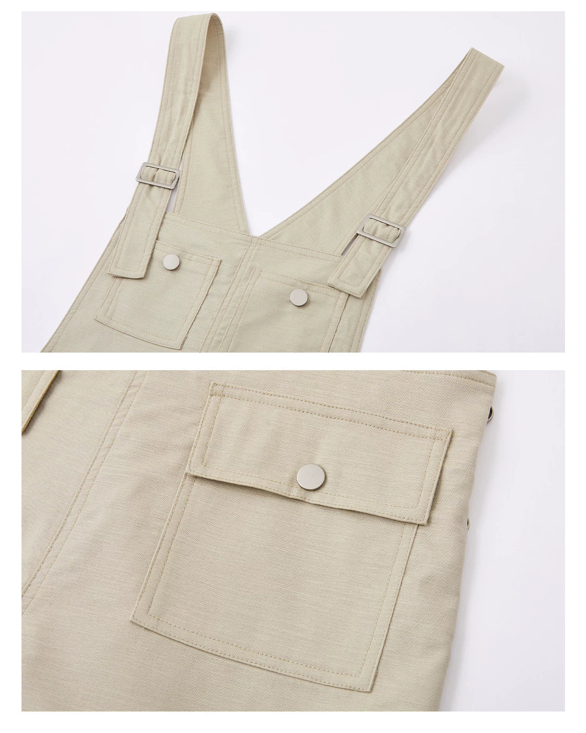 Linen Blend Utility Suspender Shorts