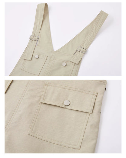 Linen Blend Utility Suspender Shorts