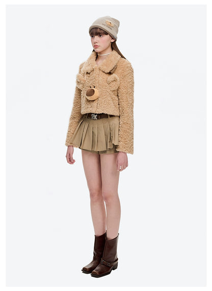 Bear Face Faux Fur Coat