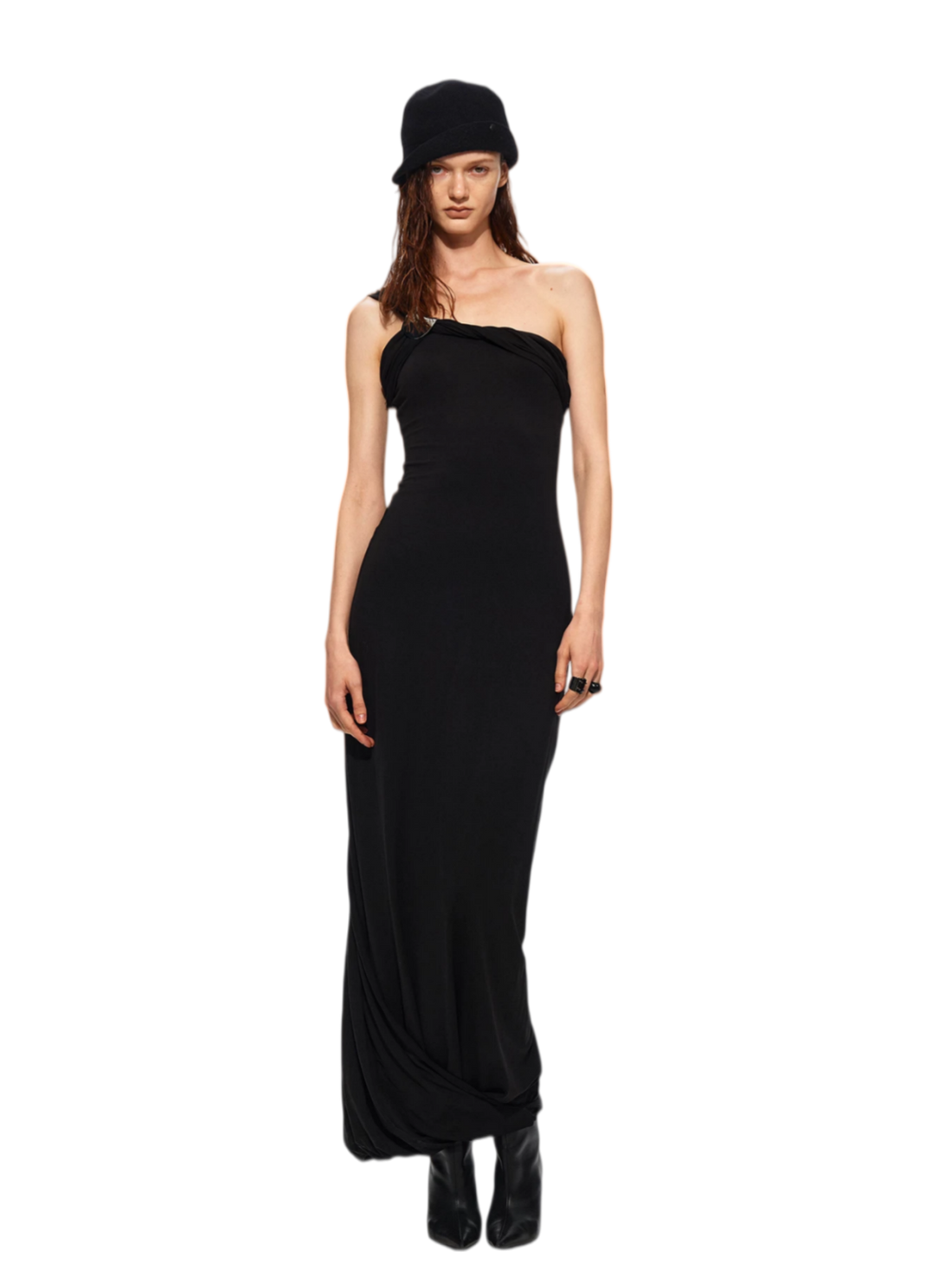 One-Shoulder Halter Maxi Dress