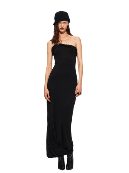 One-Shoulder Halter Maxi Dress