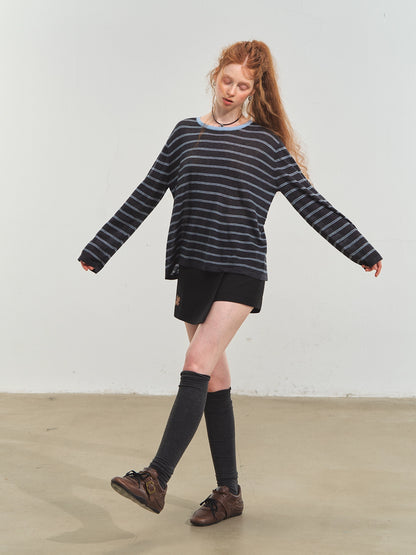 Retro Stripe Versatile Knit T-Shirt