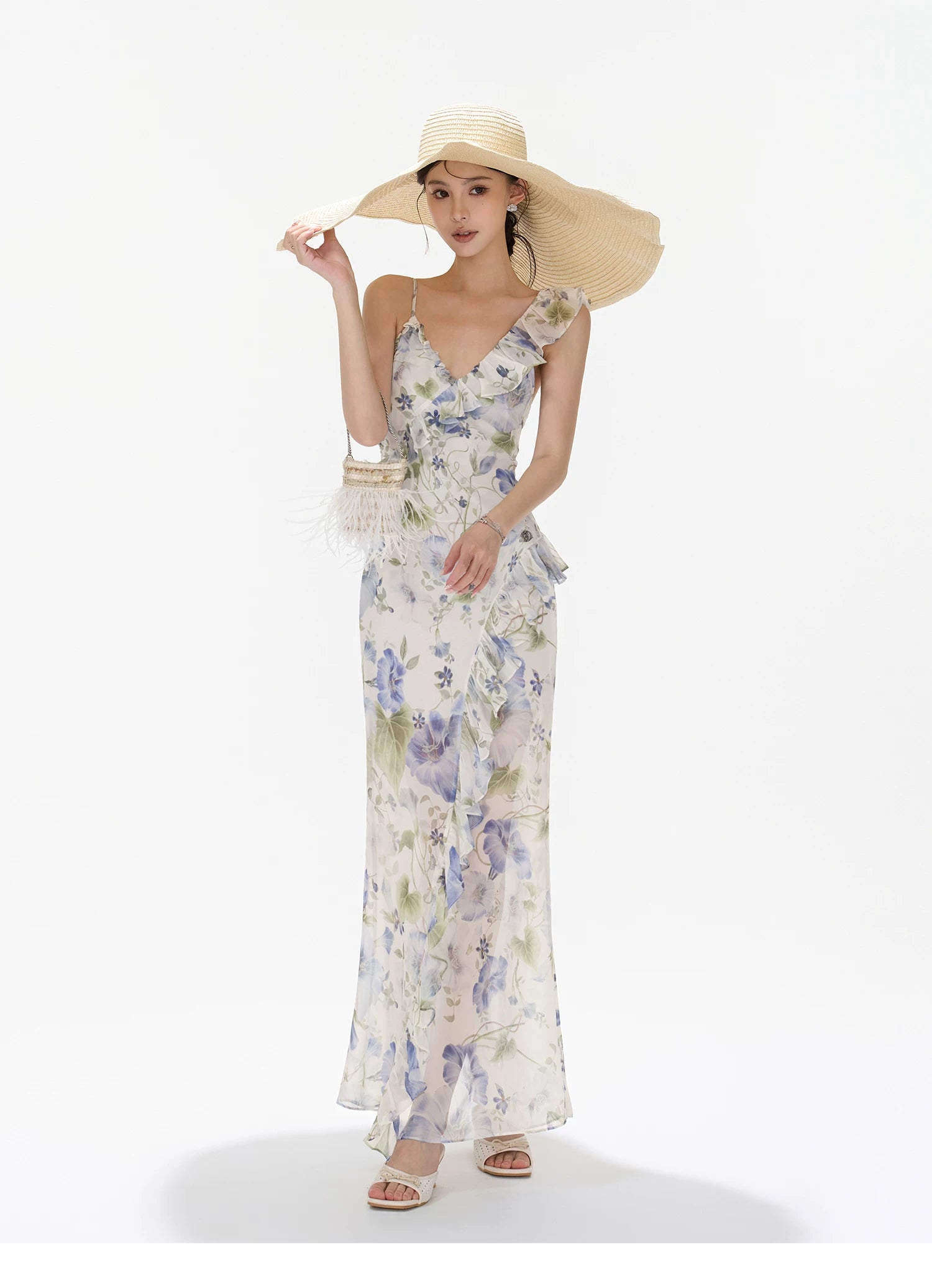Morning Glory Dream Ruffle Chiffon Maxi Dress