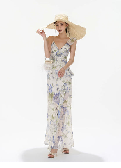 Morning Glory Dream Ruffle Chiffon Maxi Dress