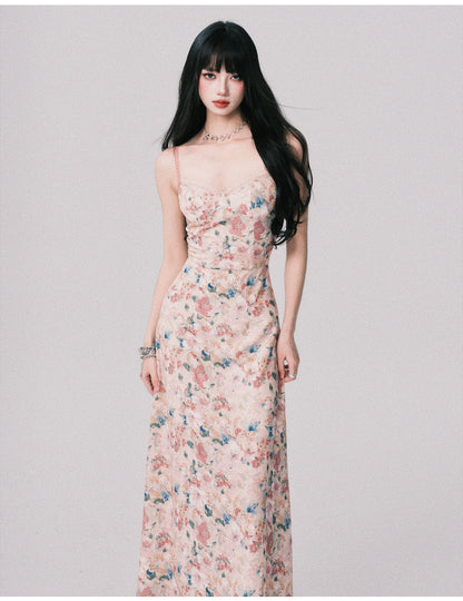 Floral French Vacation Slip Maxi Dress