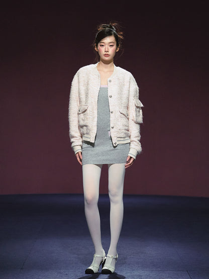 Tweed Textured Drop-shoulder Jacket
