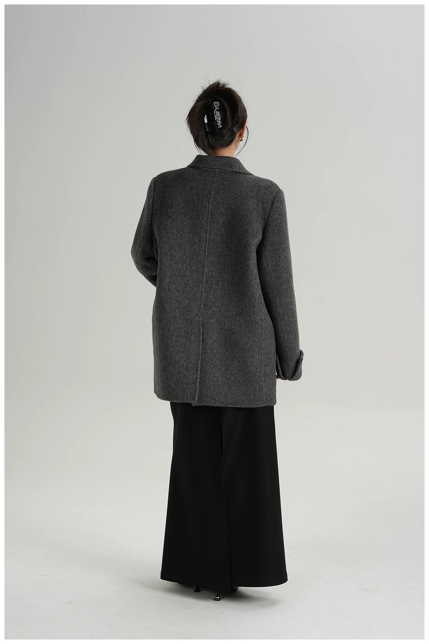 Mid-Length Double-Faced Wool Blazer