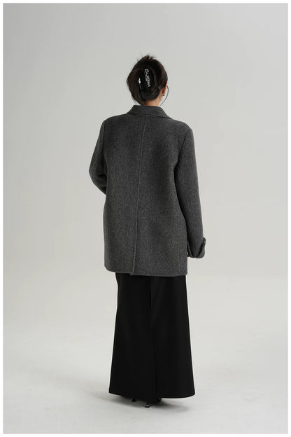 Mid-Length Double-Faced Wool Blazer