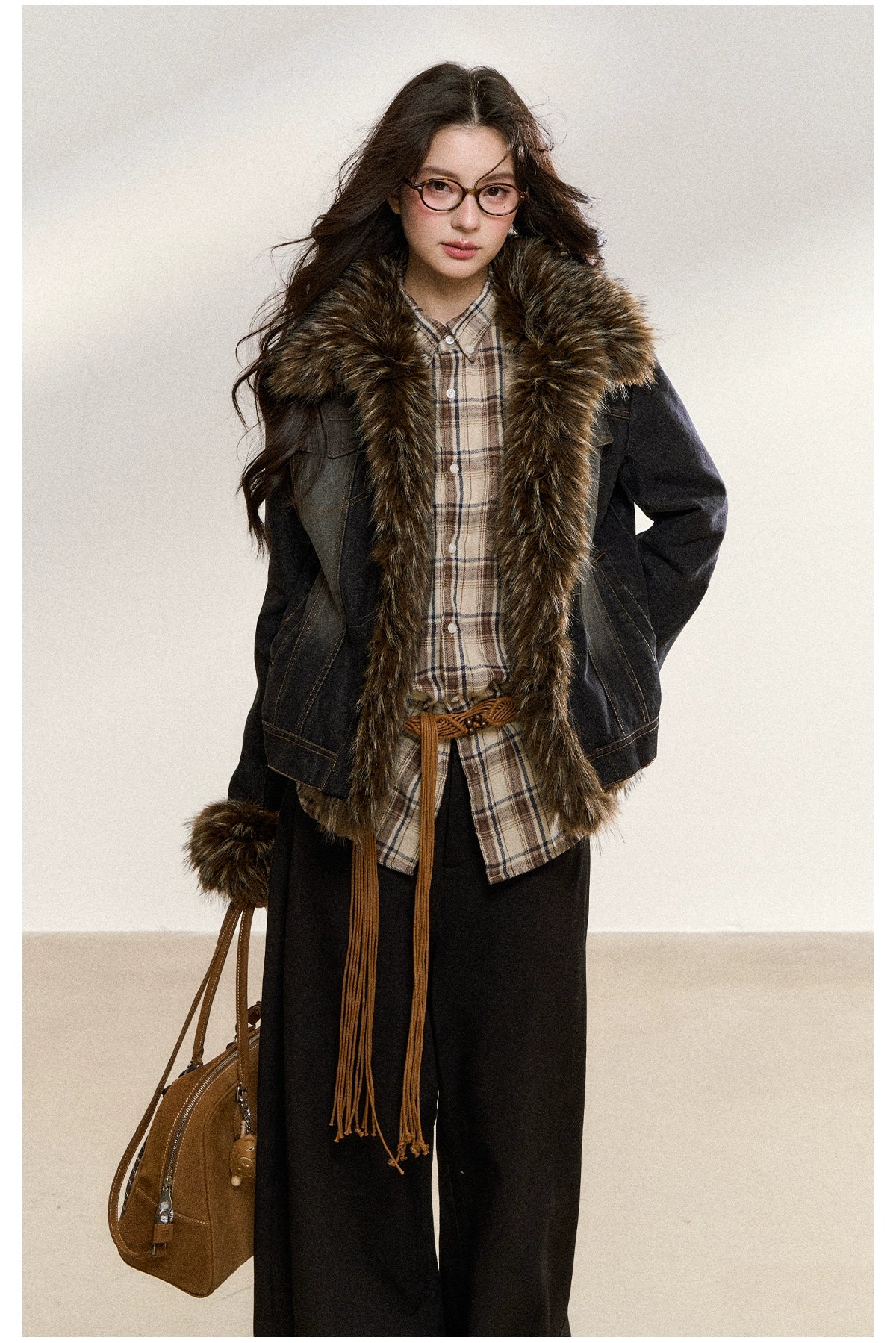 Faux Fur Trim Denim Jacket
