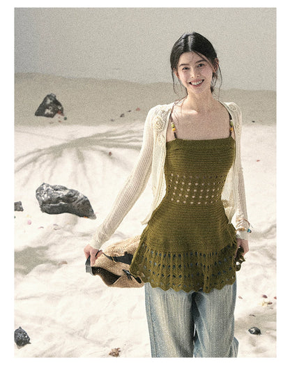 “The Space Between” Open-Shoulder Knit Camisole