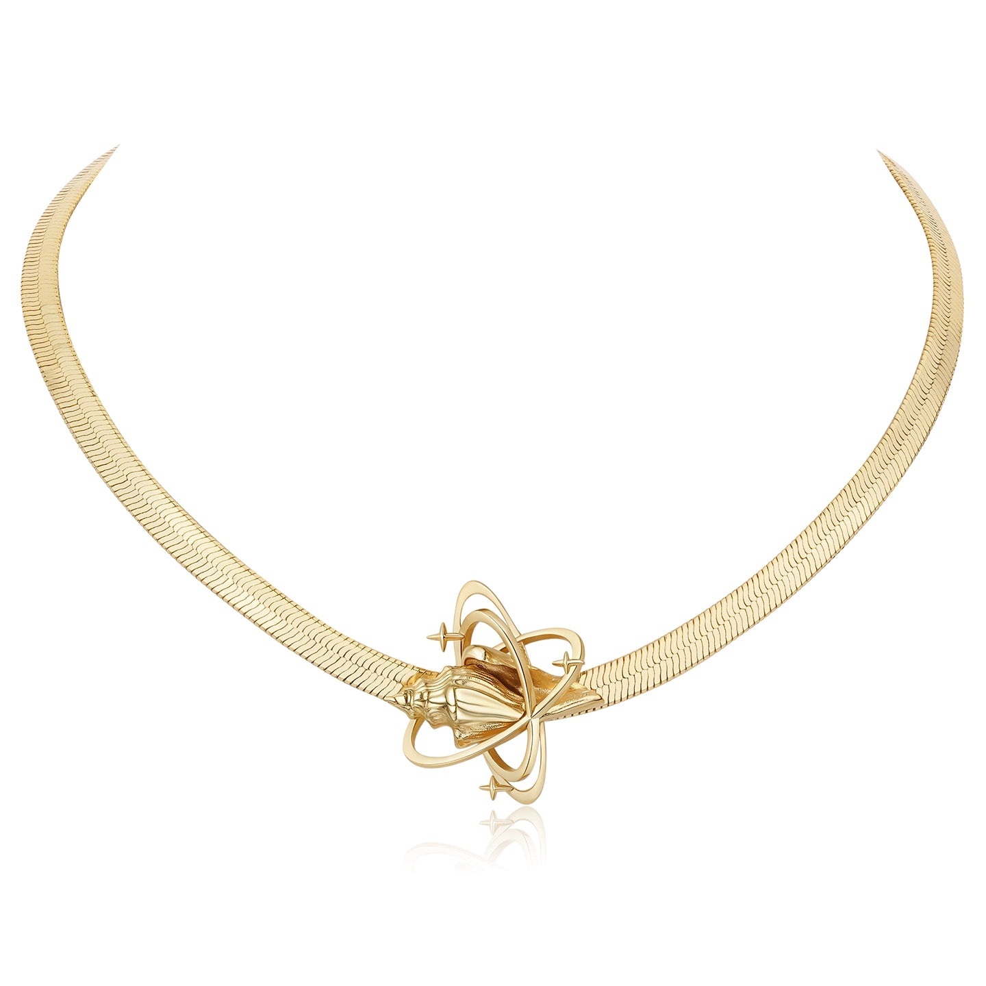 Dual-Tone Conch Star Snake Chain Choker Necklace