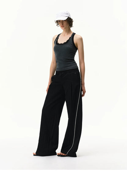 Layered Lace Trim Racerback Tank Top