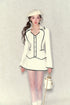 White Striped Waist-fitted Jacket & Short Skirt Set - CHINASQUAD