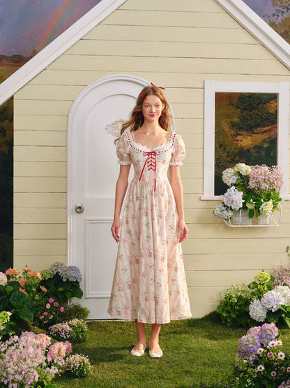 Audrey Garden Corset Floral Maxi Dress