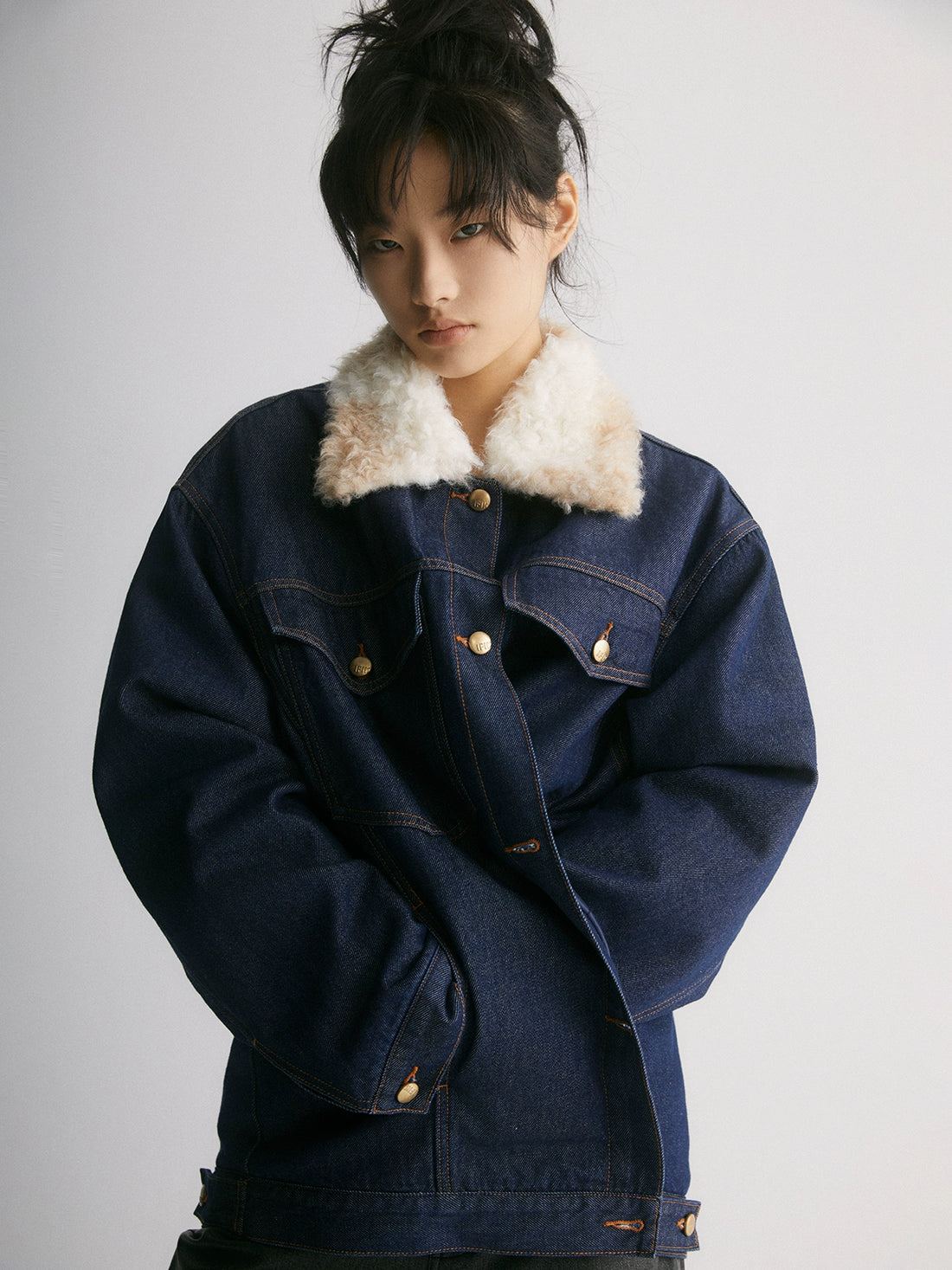 Denim Blue Fur Collar Jacket - CHINASQUAD