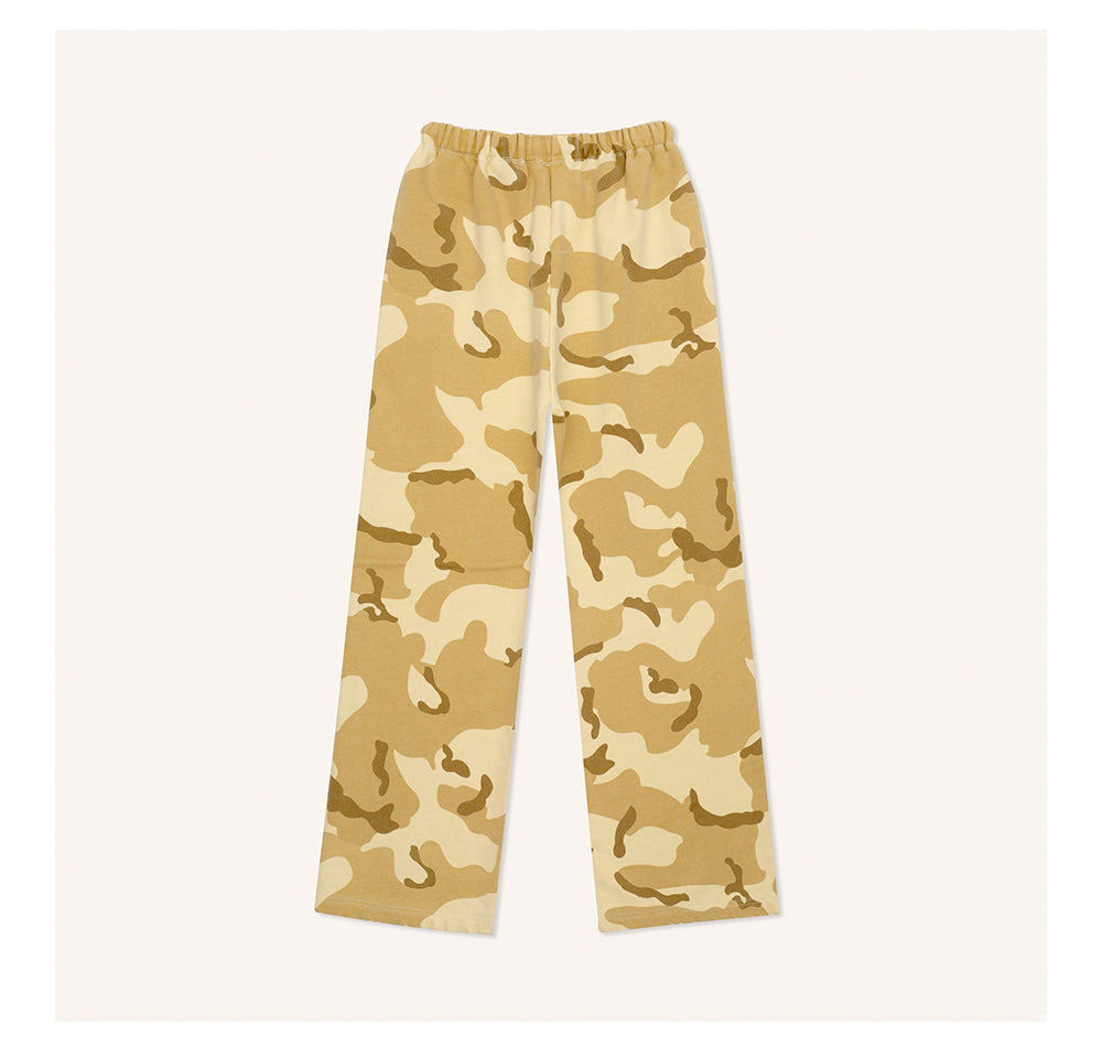 (Final Sale) Camouflage &amp; Cream-colored Wide-leg Pants - CHINASQUAD