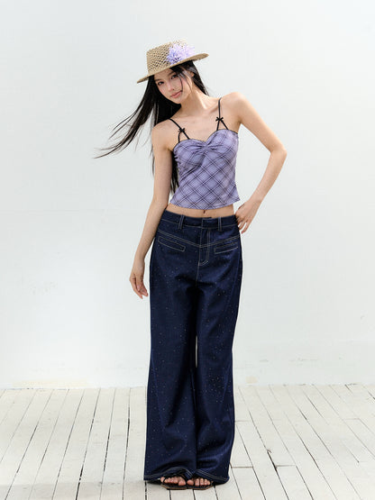 Color-Blocked Strap Bow-Knot Sling Vest - CHINASQUAD